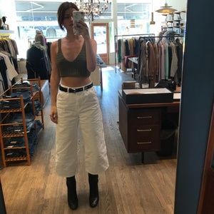 Jacquemus La Riviera Wide Leg Crop White Jeans Sm